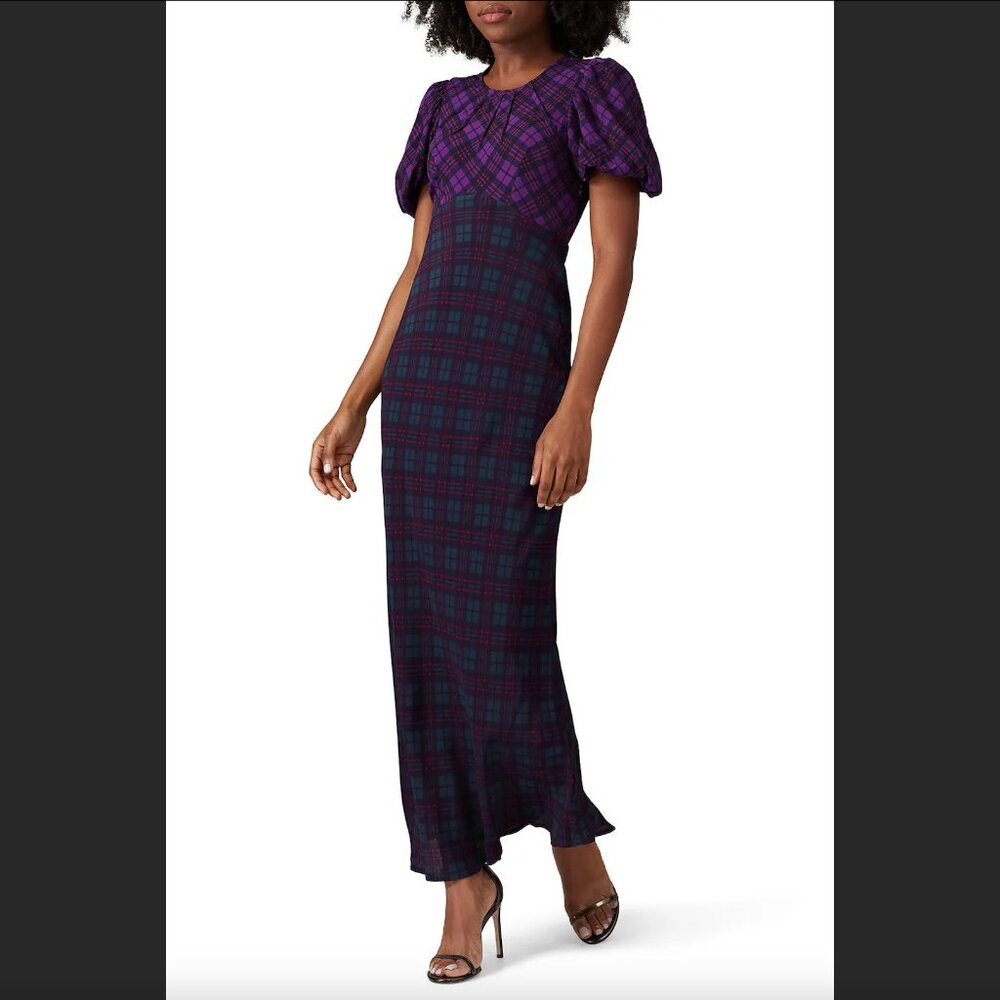 Rahi Plaid Cher Dress in Purple Green Size XS
